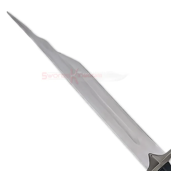 Close-up of the polished stainless steel blade on The Broken Shards of Narsil Sword Replica from Lord of the Rings, showcasing its detailed craftsmanship