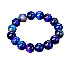 Blue Tiger Eye Natural Stone Stretch Beaded Bracelet