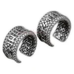 Viking Rune Stainless Steel Cuff Hoop Earrings Pair