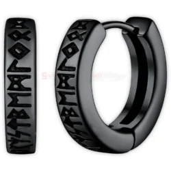 Vintage Viking Rune Hoop Earrings for Unisex Wear