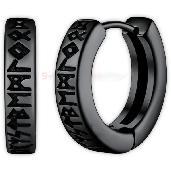 Vintage Viking Rune Hoop Earrings for Unisex Wear