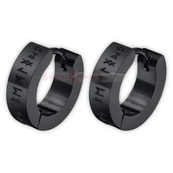 Viking Norse Rune Huggie Hoop Earrings for Men - Image 2