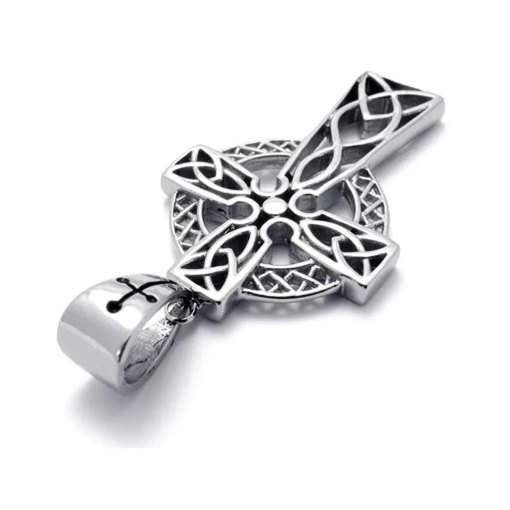 Celtic Cross Necklace & Chain Pendant Silver FC Irish Viking Stainless Steel