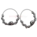 Stainless Steel Skull Vine Hoop Earrings Viking Gothic