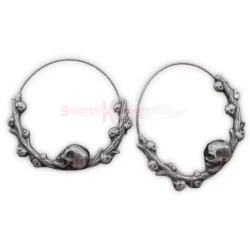 Stainless Steel Skull Vine Hoop Earrings Viking Gothic