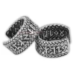 Viking Rune Stainless Steel Cuff Hoop Earrings Pair