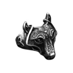 Engraved Viking Wolf Head Stainless Steel Ring