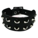 Gothic Black Leather Cone Stud Cuff Bracelet