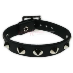Gothic Black Leather Cone Stud Cuff Bracelet