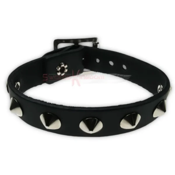 Gothic Black Leather Cone Stud Cuff Bracelet