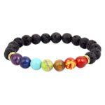 Natural 7 Chakra Lava Stone Beaded Stretch Bracelet