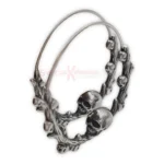 Stainless Steel Skull Vine Hoop Earrings Viking Gothic