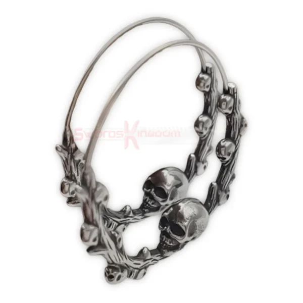 Stainless Steel Skull Vine Hoop Earrings Viking Gothic