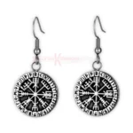 Unisex Norse Vegvisir Compass Drop Earrings
