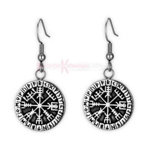 Unisex Norse Vegvisir Compass Drop Earrings