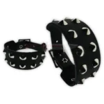 Gothic Black Leather Cone Stud Cuff Bracelet