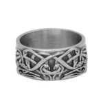 Silver Celtic Norse Knot Engraved Band Ring