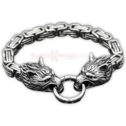Men Fenrir Wolf Head Viking Chain Bracelet