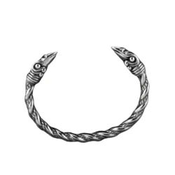 Viking Crow Head Twisted Cuff Bracelet