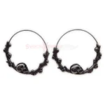 Stainless Steel Skull Vine Hoop Earrings Viking Gothic