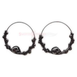 Stainless Steel Skull Vine Hoop Earrings Viking Gothic