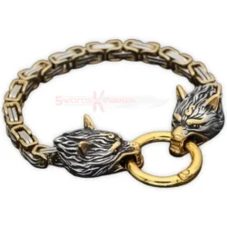 Men Fenrir Wolf Head Viking Chain Bracelet
