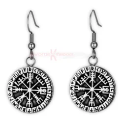 Unisex Norse Vegvisir Compass Drop Earrings