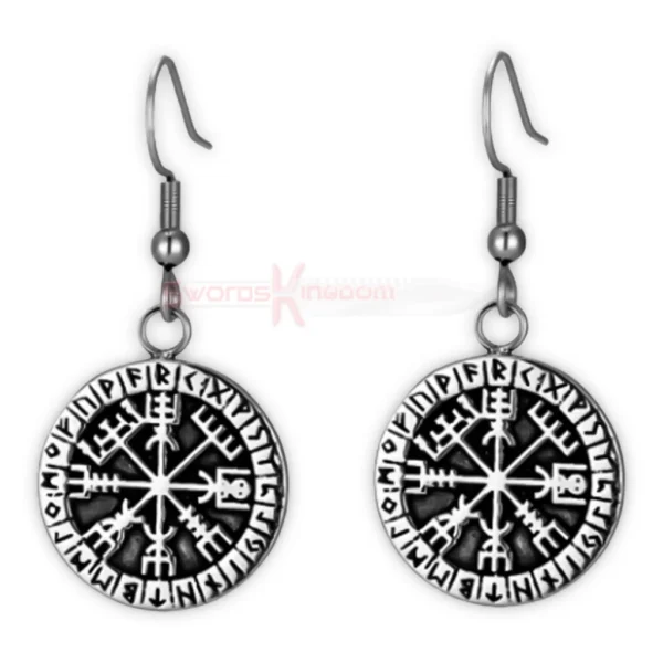 Unisex Norse Vegvisir Compass Drop Earrings