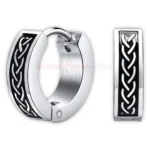 Viking Norse Rune Huggie Hoop Earrings for Men