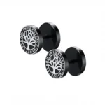 Unisex Norse Rune Tree Stud Earrings Stainless Steel