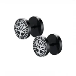 Unisex Norse Rune Tree Stud Earrings Stainless Steel