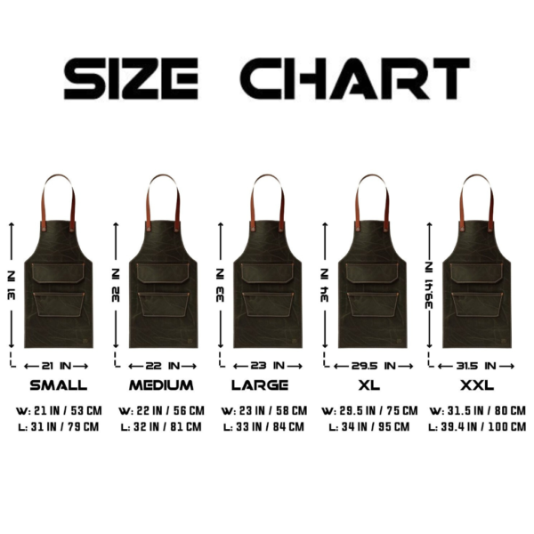 Blacksmith Leather Aprons Size Chart for Both Male and Female
