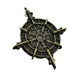 Gold Viking Nordic Odin Compass Pendant Necklace