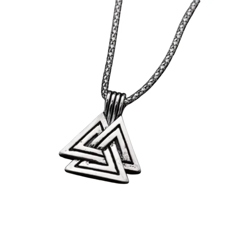 Viking Valknut Odin Norse Triangle Pendant Necklace Silver Viking Valknut Odin Norse Triangle Pendant Necklace