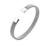 Unisex Magnetic Mesh Cuff Bracelet - Stainless Steel Bangle
