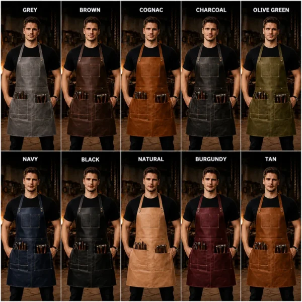Work Gear Black Blacksmith Leather Apron - All Color Variations