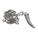 Viking Vegvisir Horn Pendant with Odin Runes