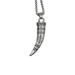 Viking Vegvisir Horn Pendant with Odin Runes
