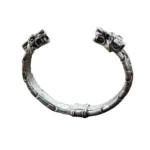 Viking Wolf Head Arm Ring with Norse Scrollwork Cuff
